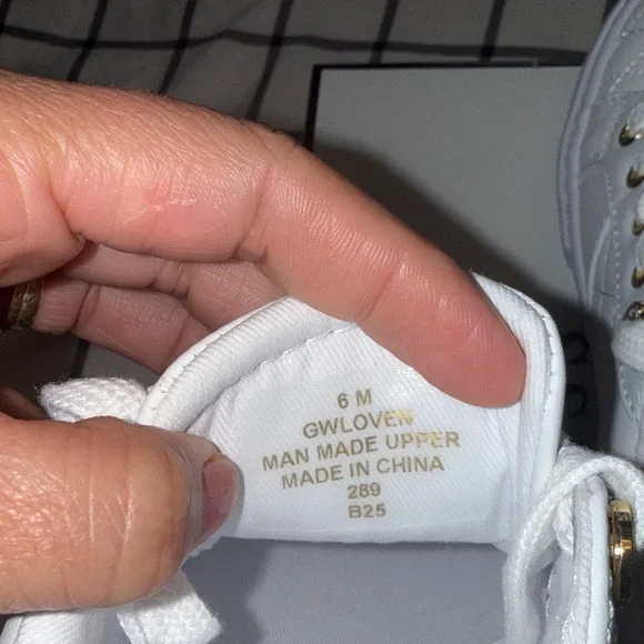 Guess Women's White and Gold Quilted Sneakers - Picture 5 of 9